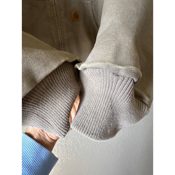 Carhartt Beige Distressed Hooded Jacket 2XL - Picture 5 of 10